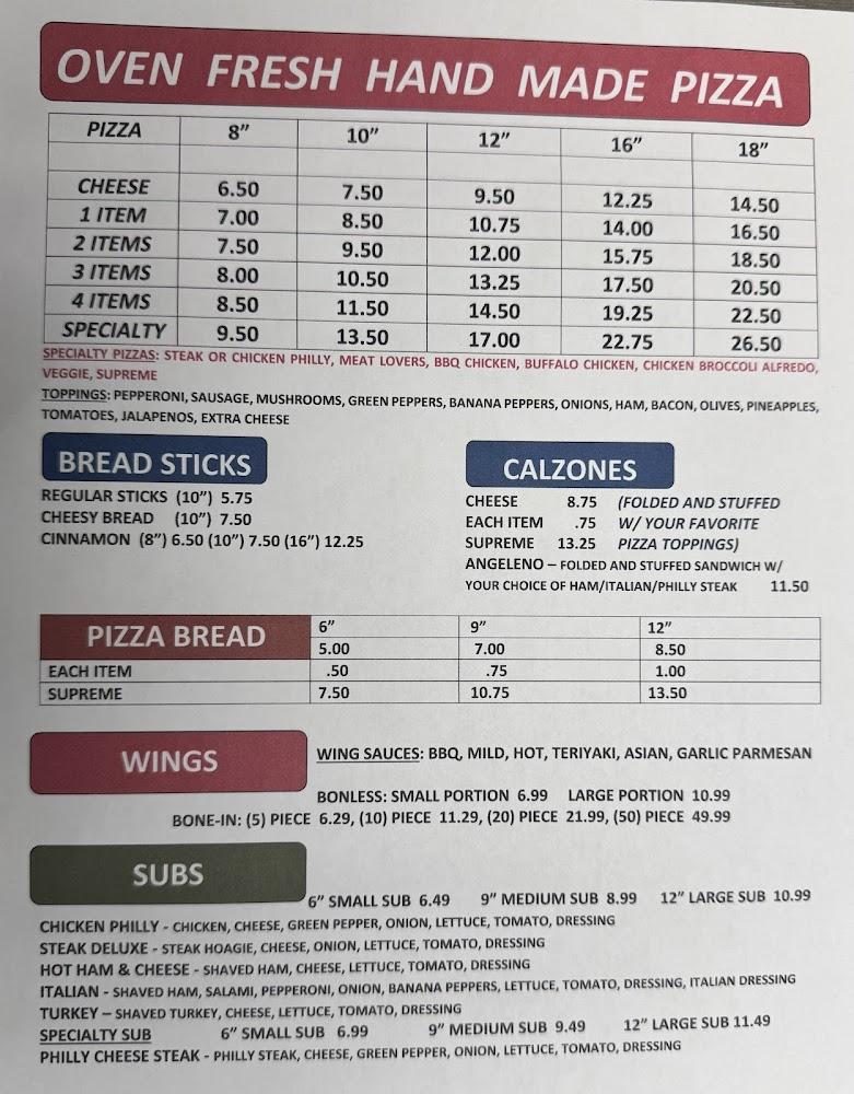 Angaleno's Pizza Menu image 1